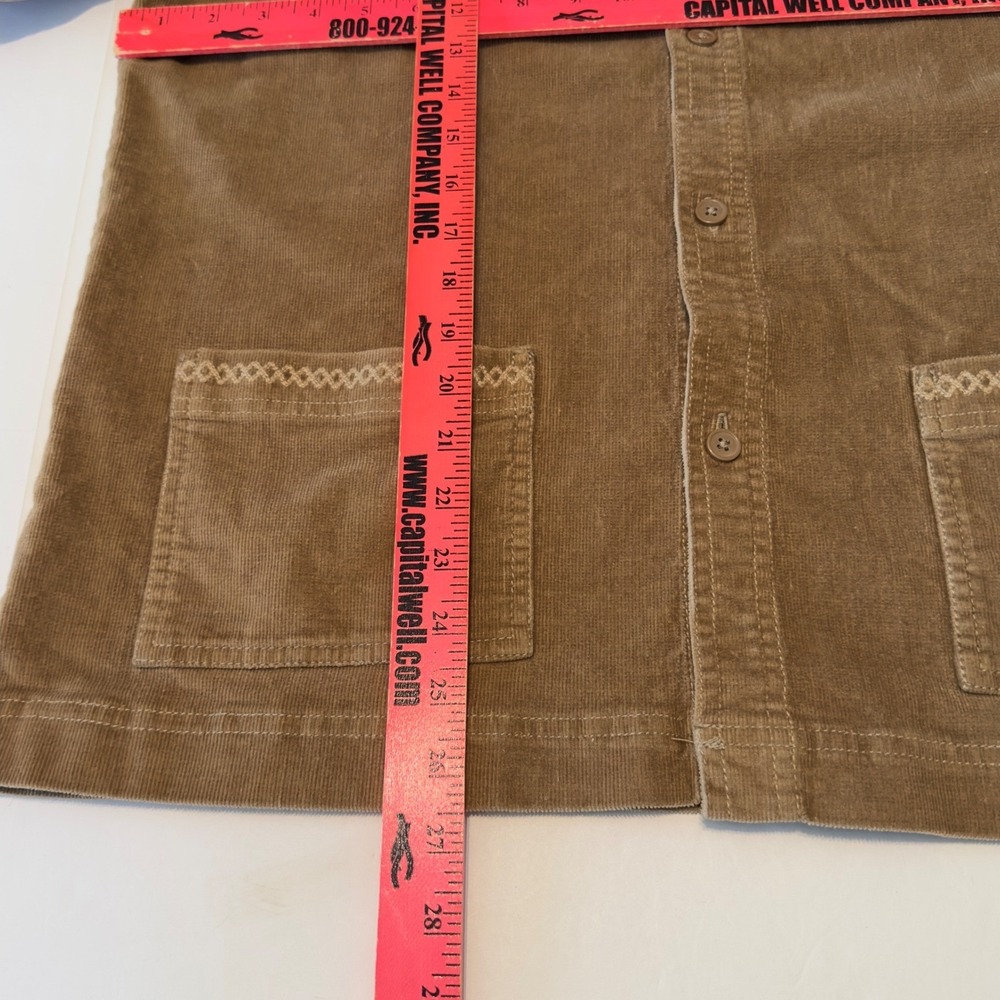 Denim & Co Womens Tan Corduroy Mandarin Collar Button Front Shirt Jacket Large - Picture 7 of 10